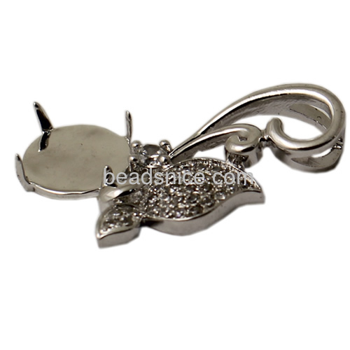 Pendant mount butterfly brass CZ for custom own pendant