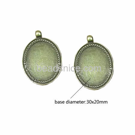 Zinc alloy jewelry pendant finding，base diameter:30x20mm,