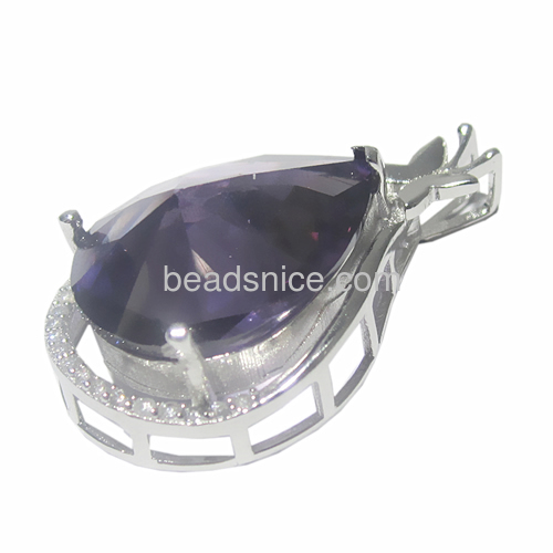 925 Silver teardrops amethyst crystal pendant