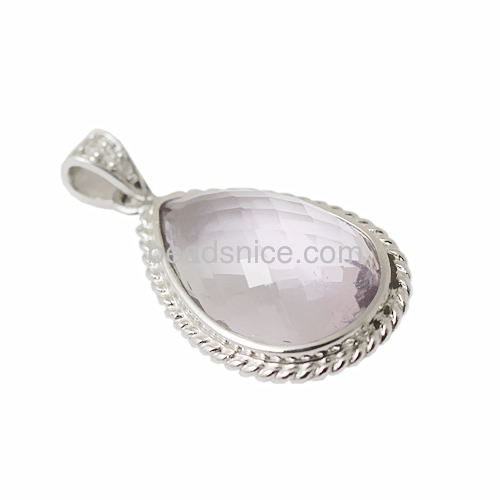Pendants sterling silver clear crystal teardrop