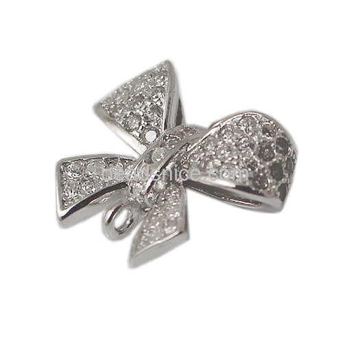 CZ bow tie connectors for design your own pendant of 925 Sterling silver