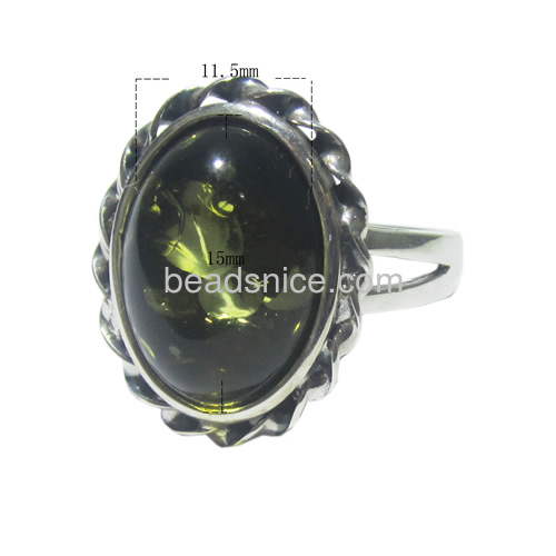 Amber ring with simple stone ring designs 925 silver