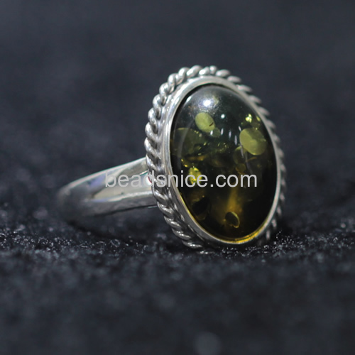 Wholesale Jewelry 925 Sterling Silver Amber Antique Silver Retro Womens Mens Rings