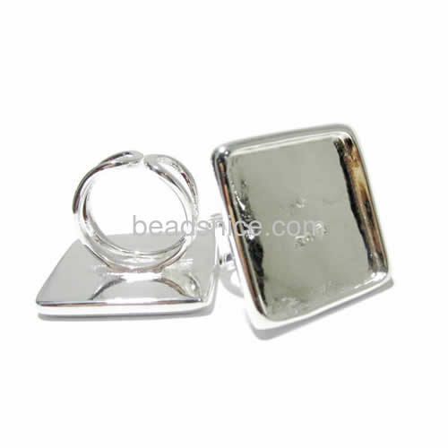 New style square 25mm diy Jewelry Ring base