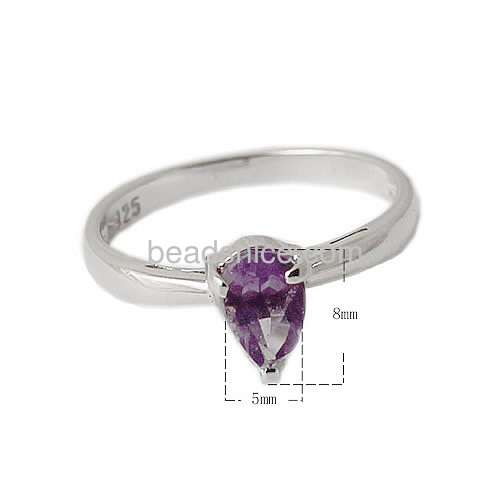 Natural amethyst 925 silver ring designs for girls