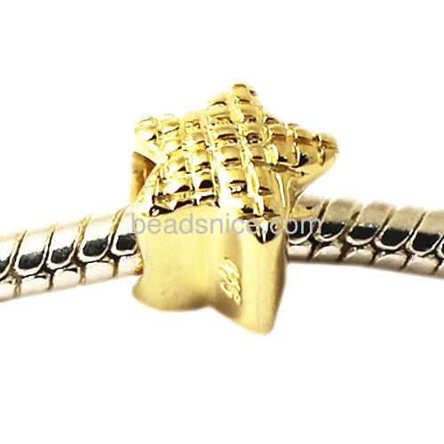 European style bead 925 Sterling silver gloden star
