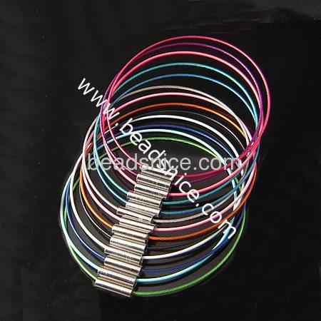 Round Stainless Steel Memory Wire Necklace Chain Hoop Chocker With steel Clasp DIY Accessory Mix color
