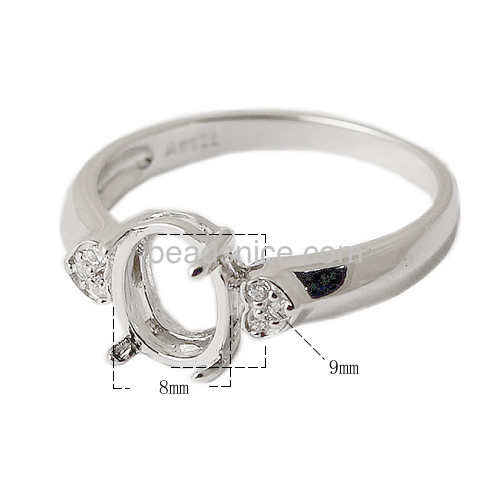 Sterling silver ring settings without stones, 20mm, hole: 6.5X5mm ...