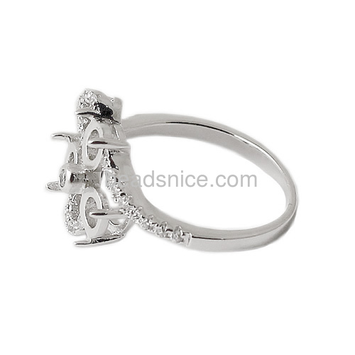 Silver ring cirzon setting for wholesale ring settings without stones
