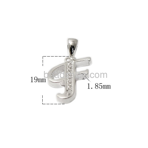 925 Silver Initial Pendant Letter F for bestfriend and forever love