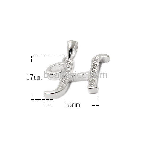 Sterling Silver Zircon Cut Script Initial H Pendant
