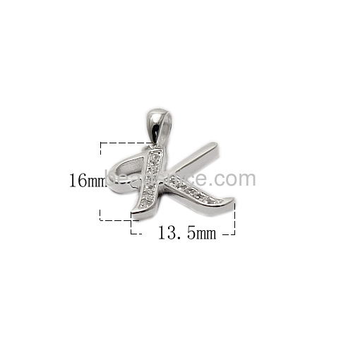 S925 sterling solid silver letter K pendant