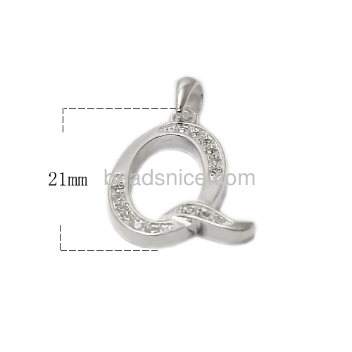 Letter Q Initial sterling silver charm 925 Letters Charms pendant