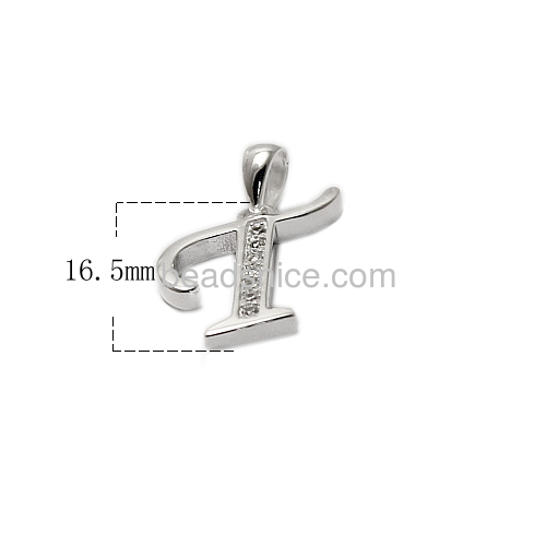 925 Solid Silver Cursive T Initial Charm Letter Pendant