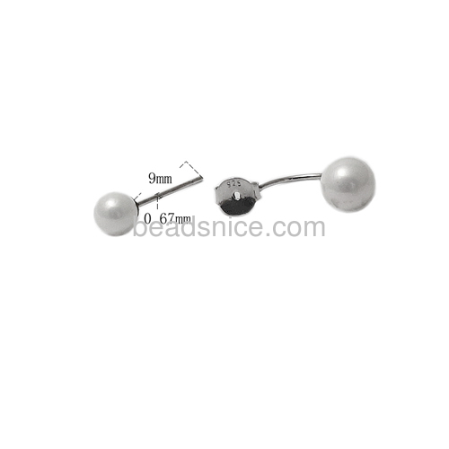 S925 silver pearls earrings studs with 2 beads