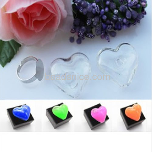 Zakka heart shaped glass craft jewelry finding for finger rings
