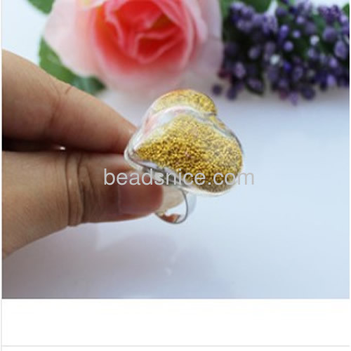 Zakka heart shaped glass craft jewelry finding for finger rings