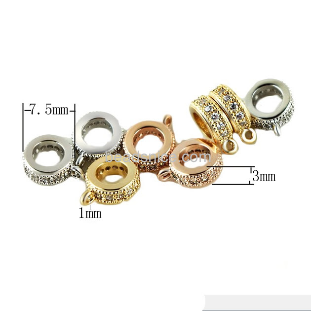 24k spacer with zircon charm beads for bracelet brass