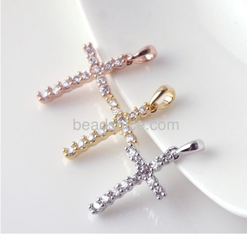 Cross pendant with zircon brass more color for choose