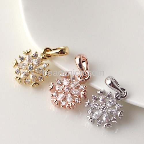 Charm with cz nice for your bracelet making  brass flower