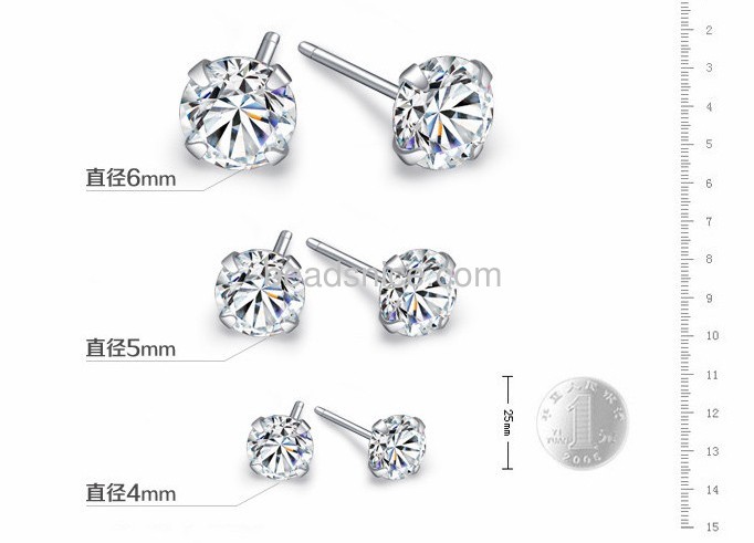 925 Sterling Silver Ear Stud Component 4-prong  settings