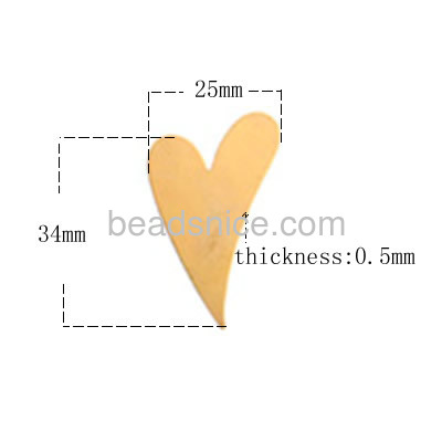 Pendant Stamping Blank Jewelry Pendant Findings Brass Classic Heart-shaped undrilled