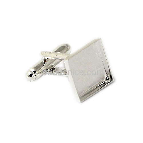 Cuff link blank Custome Jewelry Brass nickel-free lead-safe square fits 12mm