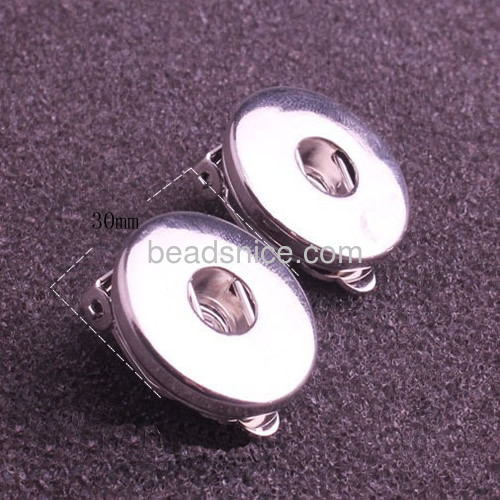 Button Chunks Ear Clips Jewelry earring findings Brass exchangeable 30mm round