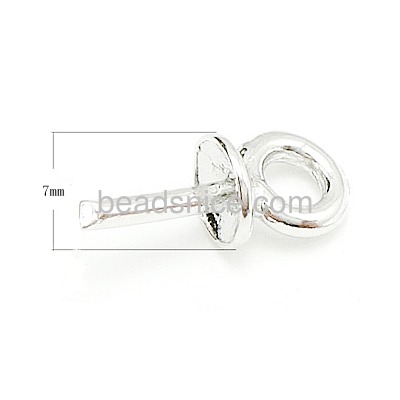 Pendant Bail with Pin for Half-Drilled Beads Connectors 925 Silver Glue-On DIY jewelry findings accessories 7mm