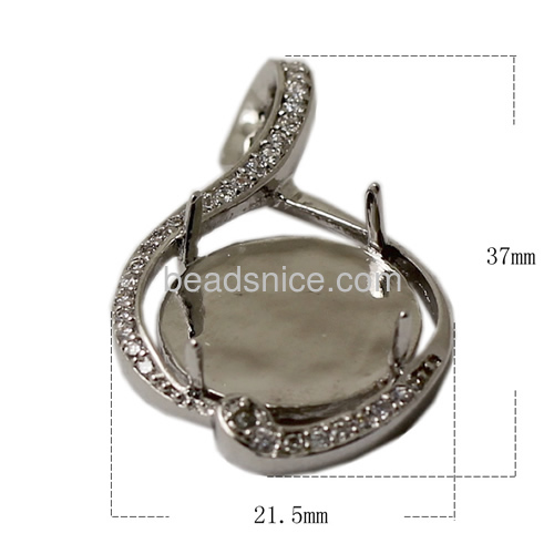 Pendant setting CZ brass for single pearl pendant settings