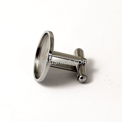 Stainless Steel Cuff links findings nice for working with coins nickel-free lead-safe round，mirror polishing