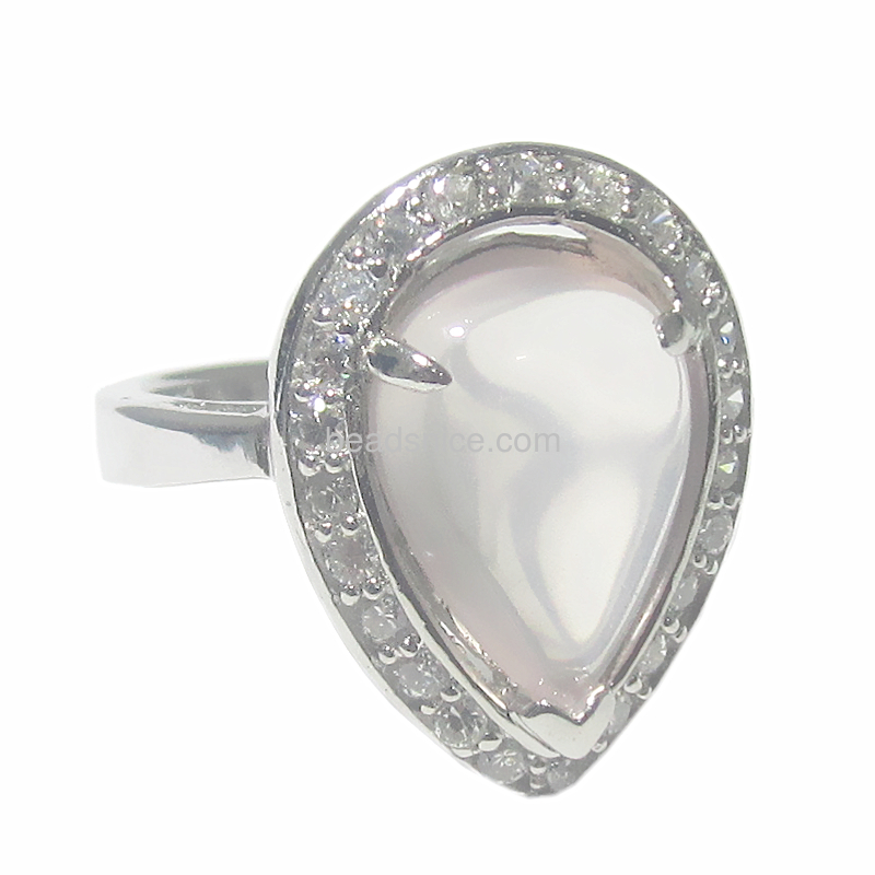 Wowen Rings of 925 Silver paved CZ pronged with teardrop gems