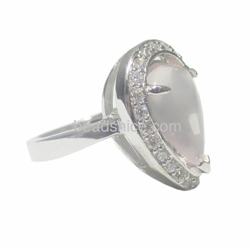 Wowen Rings of 925 Silver paved CZ pronged with teardrop gems