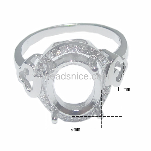 Ring Setting of 925 Sterling Silver Zircon in jewelry making supplies