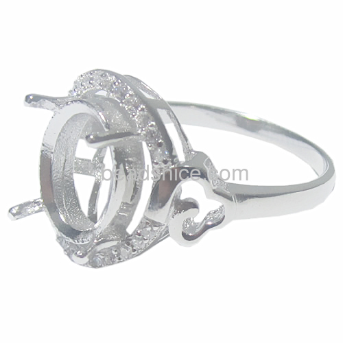 Ring Setting of 925 Sterling Silver Zircon in jewelry making supplies