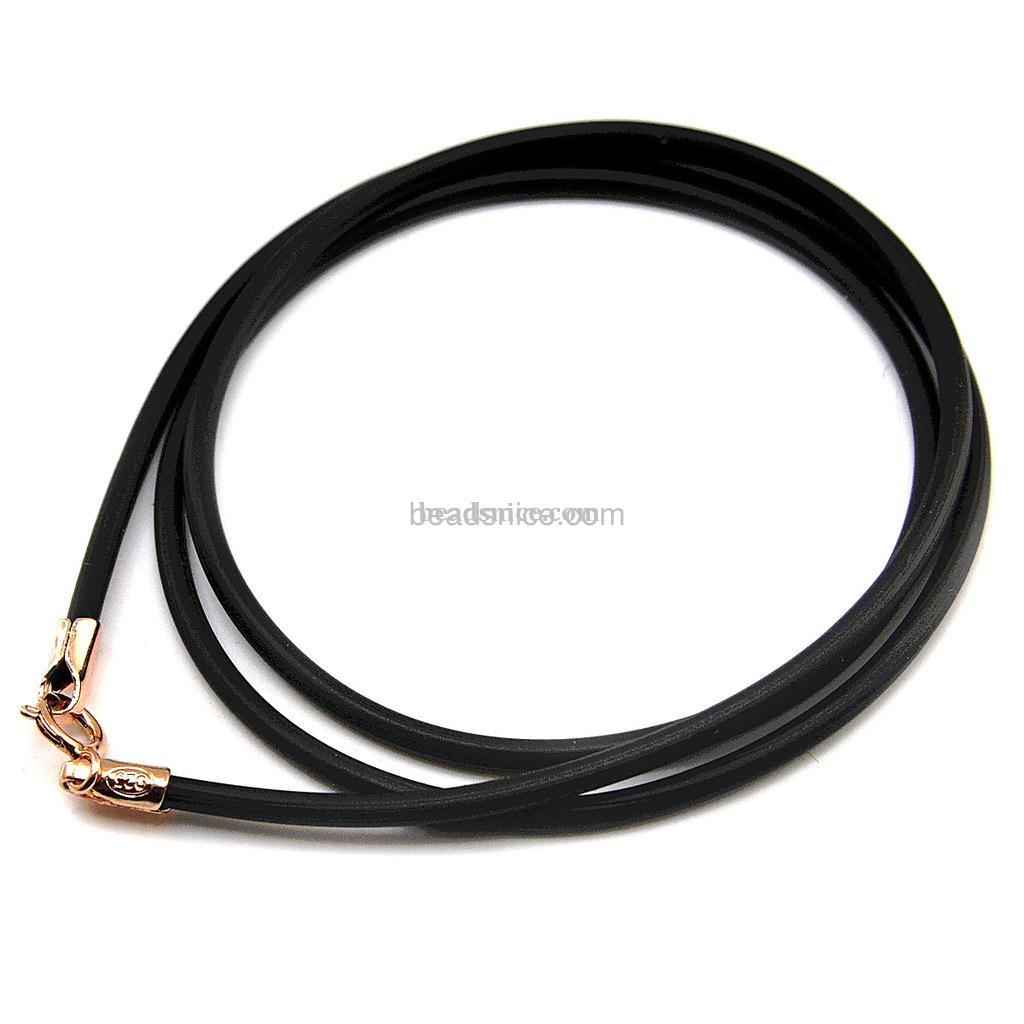 Leather cord necklace black rope necklace jewelry findings 925 silver diy accessories  lanyard 41cm-52cm 1.5mm-2mm
