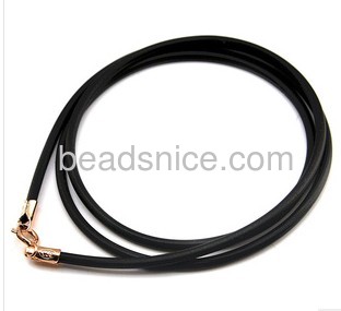 Leather cord necklace black rope necklace jewelry findings 925 silver diy accessories  lanyard 41cm-52cm 1.5mm-2mm