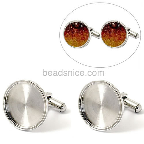Blank settings cufflink Stainless Steel round fits 25mm round for Mens