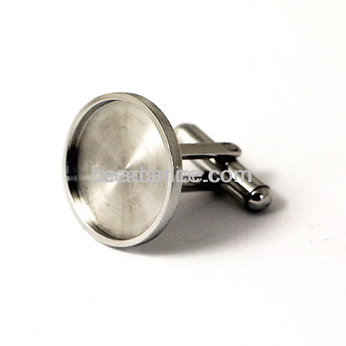 Blank setting Cufflink Stainless Steel coins cufflink parts eco-friendly jewelry materials fits 20mm round，mirror polishing