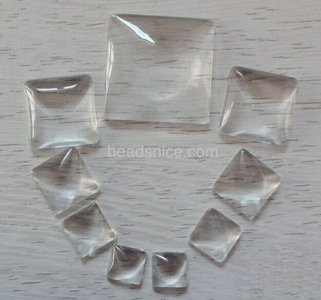 Square Domed Clear Glass Cabochons Great for Rings  Pendant Settings and Earring Blanks