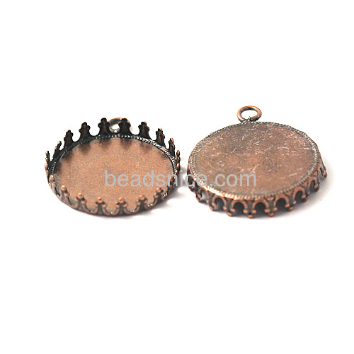 Brass Cabochon Round Pendant Setting,fits 30mm round,Hole:about 2.5mm,Lead-Safe,Nickel-Free,rack plating,