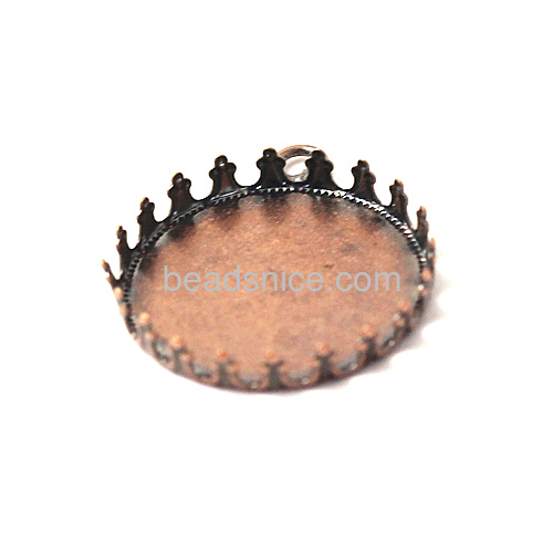 Brass Cabochon Round Pendant tray,fits 35mm round,Hole:about 2.5mm,Lead-Safe,Nickel-Free,rack plating,