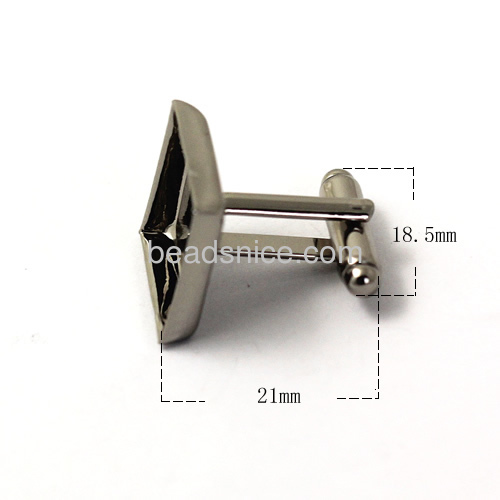 Vacuum real gold plating, More than 2 microns thick, cufflink,Brass,Square,