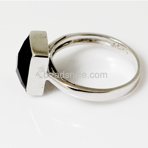 Ring 925 silver design square and cube black tourmaline ring size 6 9.5x11.5mm