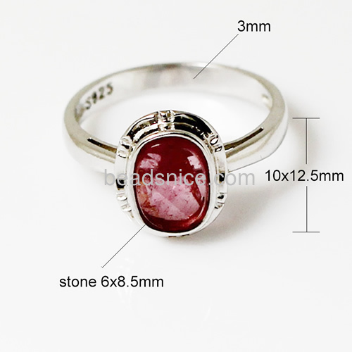 Ring 925 sterling silver ring with pink Tourmaline ring size 6  10x12.5mm
