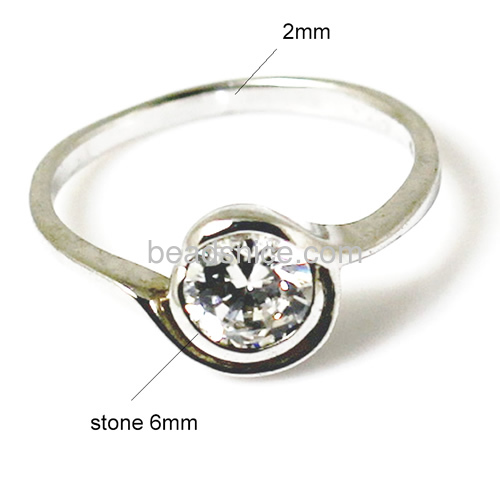 Ring 925 sterling silver ring zirconia jewelry rings simple design for girls ring size 7 6mm