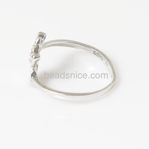 Ring base sterling silver Ring base crown pad diameter 6mm adjustable ring size 4 12.5mm
