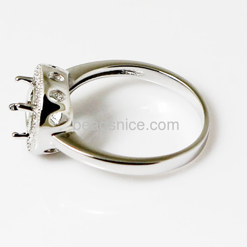 Ring mountings 925 Sterling Silver jewelry ring findings ring mountings round sure set for gems size 5 6mm