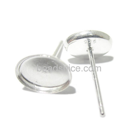Stud earring blanks base daily wear earrings cabochon earring wholesale jewelry parts sterling silver oval fit your own stone