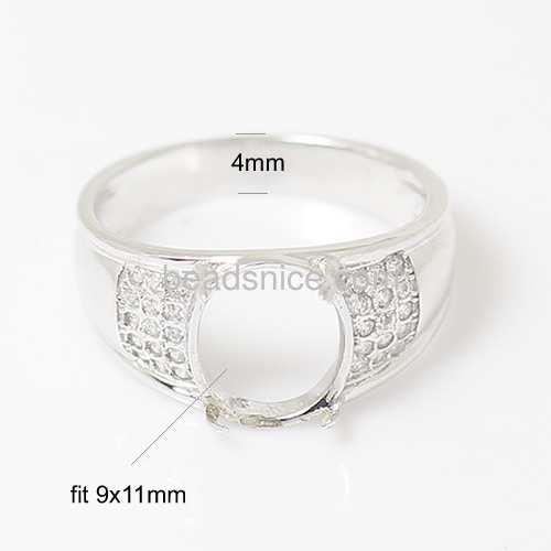 Ring mountings 925 Sterling Silver jewelry ring findings oval design for men